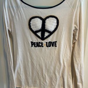 Lucky Brand Cream and Black Embroidered Top